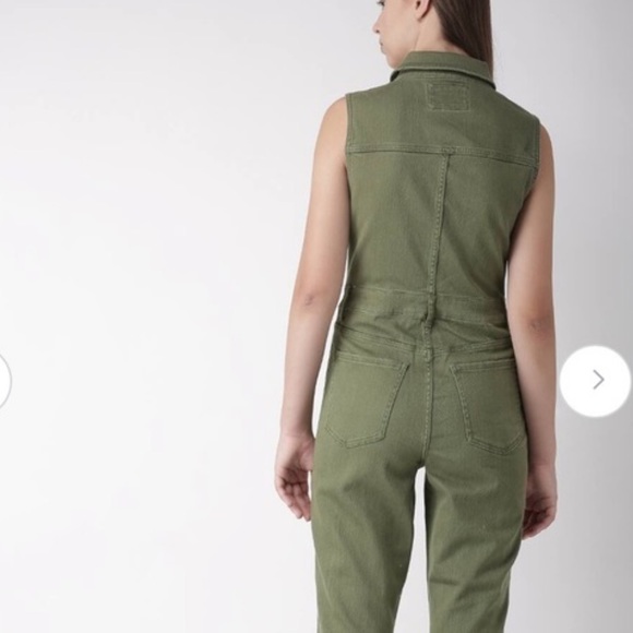 FOREVER 21 olive denim sleeveless utility jumpsuit - Picture 5 of 13